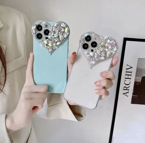 Luxury Shiny Heart Crystal Rhinestone Diamond Case, 3D Glitter Sparkle Phone Case. Click to shop on Amazon! #phonecase #phonecover #crystals Crystal Iphone Case, Sparkle Phone Case, Aquarium Architecture, Crystal Mobile, Aesthetic Heart, Crystal Phone Case, Crafts Room, Glitter Phone Cases, Case Ideas