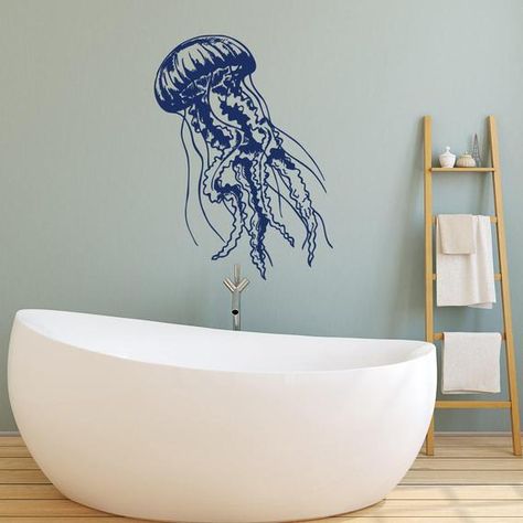 Sea Themed Decor, Sea Bathroom Decor, Fish Decal, Sea Bathroom, Fish Bathroom, Sea Life Decor, Creature Marine, Bathroom Stickers, Nautical Bathroom Decor