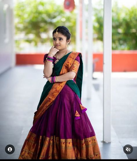 Narayanpet Lehenga, Narayanpet Half Sarees, Pattu Lehenga Half Saree, Baby Girl Dresses Fancy, Floral Skirt Outfits, Choli Dress, Long Gown Design, Kids Frocks Design, Simple Kurta Designs