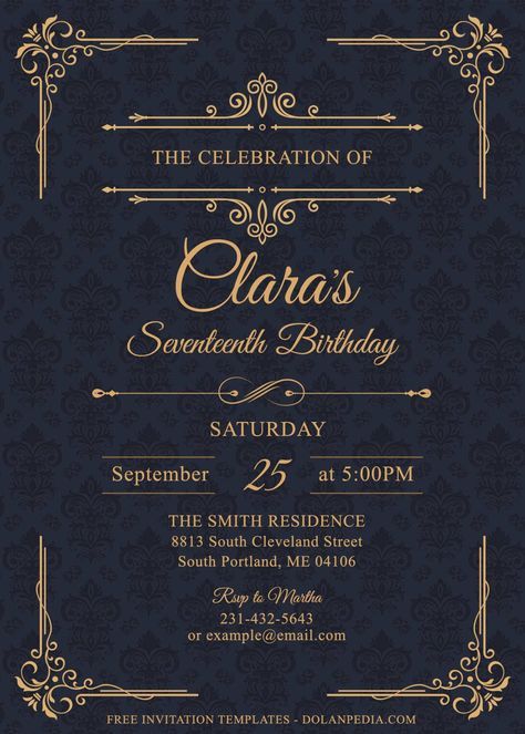 11+ Elegant Birthday Invitation Templates For Your Kid’s Upcoming Birthday Party | Dolanpedia Bday Invitation Card, Royal Invitation, Elegant Birthday Invitations, Indian Invitations, Online Invitation Card, Debut Invitation, Birthday Invitation Card Template, 70th Birthday Invitations, Elegant Birthday Party