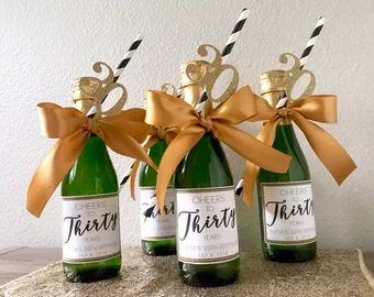 Personalized party favors for adults | Etsy 30th Birthday Favors, Wine Bottle Favors, Cheers To 30 Years, Birthday Straws, Birthday Wine Bottles, Candy Bar Sign, Gender Reveal Cake Topper, Candy Bar Birthday, Candy Signs