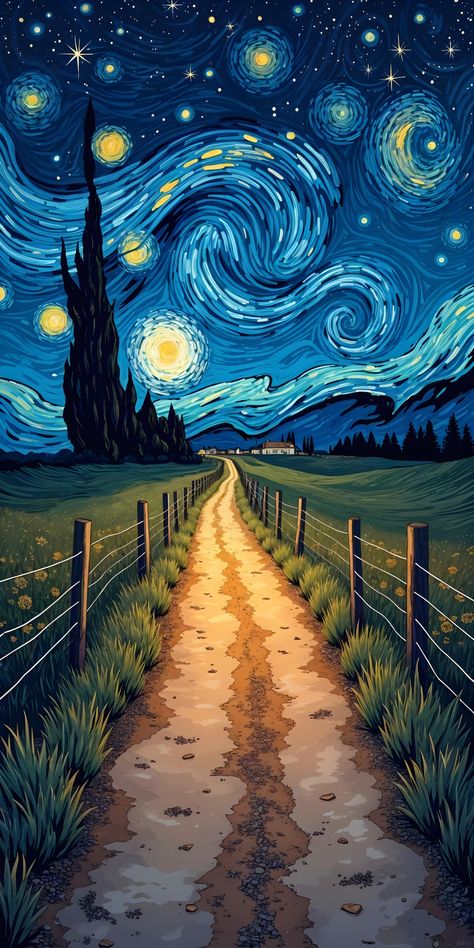 Iphone Wallpaper Van Gogh, Wallpaper Van Gogh, Van Gogh Wallpaper, Starry Night Wallpaper, Space Art Gallery, Attractive Wallpapers, Van Gogh Style, Starry Night Art, Starry Night Painting