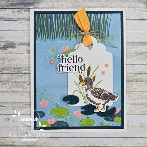 Charming Duck Pond Colour Challenge Lilly Pond, Colour Challenge, Duck Pond, Pocket Scrapbooking, Cute Birthday Cards, Hello Cards, Cute Card, Colour Combo, Lily Pond