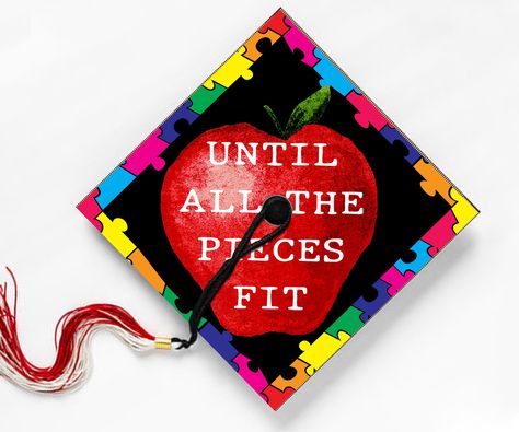 Until The Piece Fit, Future Teacher, Graduation Cap Topper, Grad gift, Motivational Quote About this Listing: - This listing is for a unique graduation cap design which is 9.5 x 9.5. Easily adhered to a standard sized graduation hat. We can customize if requested but please send a message first. -This is the perfect graduation item or gift! HOW IT WORKS - As soon as the payment is processed Etsy will notify us and we will ship it out within 3 - 4 business days. TERMS OF USE - For Personal Use On Future Teacher Graduation Cap, Graduation Hat Toppers, Education Graduation Cap, Teacher Graduation Cap, Education Graduation, Teacher Graduation, Topper Design, Graduating Teacher, Future Teacher