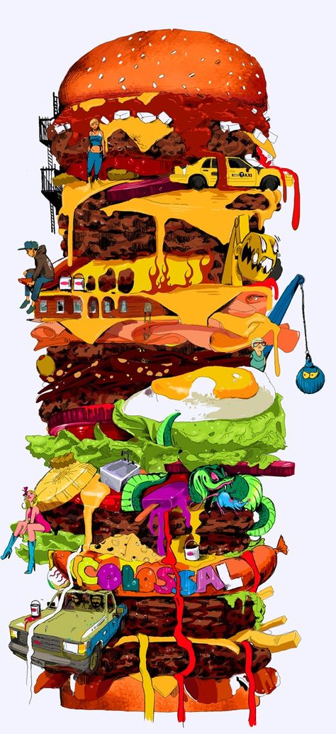 Burger with many ingredients. Perhaps create infinite stack. E Mc2, Illustration Food, Best Digital Marketing Company, We Are One, Digital Marketing Company, Food Illustrations, 로고 디자인, Marketing Company, Art Watercolor