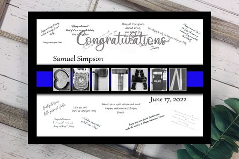 Congratulations Promotion, Retirement Congratulations, Letter Photography, Custom Guest Book, Personalised Guest Book, Police Officer Gifts, Vip Club, Police Detective, New Job Gift