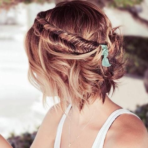 If you want to cut your hair off this is an option.  But long hair is also good too.   I did the pins!tereststest. Kort Bob, Beach Wedding Hair, Fishtail Braid, Short Braids, Bohemian Hairstyles, Short Wedding Hair, Penteado Cabelo Curto, Hair And Beauty, Long Hairstyles