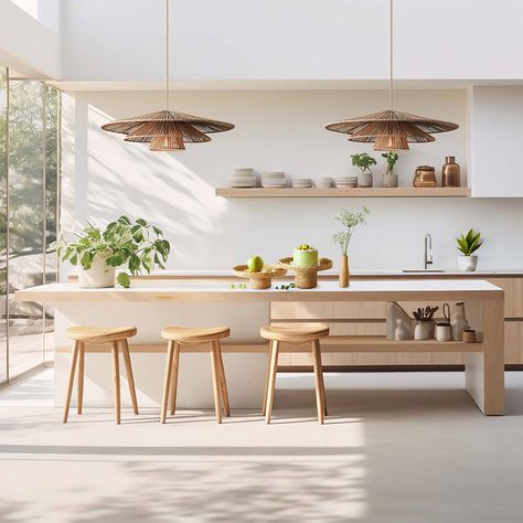 𝗠𝗼𝗱𝗲𝗿𝗻 𝗞𝗶𝘁𝗰𝗵𝗲𝗻 𝗜𝘀𝗹𝗮𝗻𝗱! Picture sleek designs with the warm, inviting texture of rattan. Our collection blends contemporary style with natural elegance, perfect for a sophisticated yet inviting kitchen transformation. - #Rowabi #RattanPendantLights #RattanLights #RowabiLights #ModernLighting #LuxuryLighting #SummerDecor #RattanDecor #Homedecor #ltk #HandmadeLights #IndependenceDaySale #kitchenislanddesign #kitchendecor #kitchenislandlight Light Brown Kitchen, Rattan Kitchen, St Julians, Organic Kitchen, Rattan Pendant, Modern Kitchen Island, Kitchen Transformation, Brown Kitchens, Rattan Pendant Light