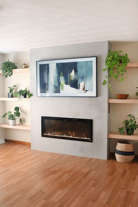 Tv Wall With Storage, Media Wall Ideas With Fireplace, Diy Media Wall, Media Wall Design, Modern Media Wall, Wall With Storage, Media Wall Ideas, Fireplace Feature Wall, Media Wall Unit