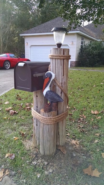 Coastal Mailbox, Nautical Mailbox, Ideas Terraza, Mailbox Makeover, Ormanlık Alan, Mason Jar Holder, Mailbox Landscaping, Mailbox Ideas, New Mailbox