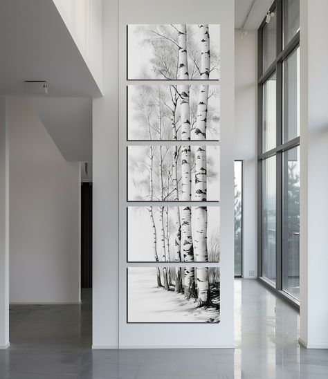 Forest Canvas Wall Art White Wall Decor Nature Wall Art Tall Narrow Wall Art Trees Print Vertical Wall Art Large Wall Art Housewarming Gift - Etsy Canada Wall Above Stairs, Tall Artwork, Wall Art Trees, Narrow Wall Art, Long Wall Art, Stair Art, Trees Print, Vertical Wall Art, Corner Decor