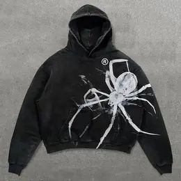 Vintage Spider Graphic Acid Washed Oversized Hoodie , Full Size . Spiderman Bleach Hoodie, Grunge Hoodie Design, Hoodie Alterations, Punk Hoodie Diy, Bleach Hoodie Ideas, Diy Hoodie For Boyfriend, Hoodie Painting Ideas, Bleach Hoodie Designs, Clothes Remake