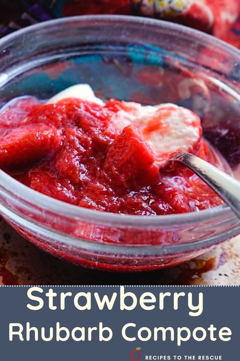 strawberry rhubarb compote Strawberry Compote Recipe, Rhubarb Compote, Homemade Strawberry Sauce, Compote Recipe, Strawberry Compote, Cream Cheesecake, Blueberry Compote, Berry Compote, Homemade Syrup