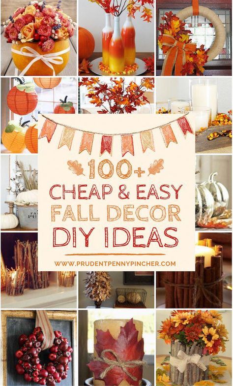 100 Cheap and Easy DIY Fall Decor Ideas #Fall #FallDecor #DIY #HomeDecor #FallDecorating #DIYFallDecor #DIYHomeDecor #”cheaphomedecordiy” Easy Diy Fall Crafts, Easy Diy Fall Decor, Diy Fall Decor Ideas, Diy Fall Decor, Fall Decorating Ideas, Easy Fall Decor, Dekor Diy, Thanksgiving Diy, Fall Decor Ideas