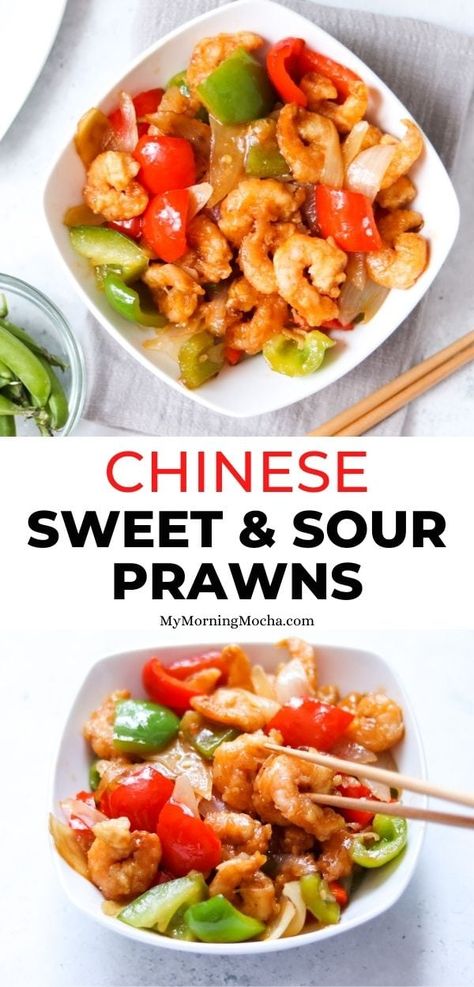 Here's how to make sweet and sour prawns Hong Kong style with this easy fakeaway recipe. This sweet & sour king prawn recipe is a must-try! Sweet Sour Prawns, Shrimp Sweet And Sour, Prawn Recipes Chinese Style, Sweet And Sour Prawns Recipes, Asian Prawn Recipes, Asian Prawns Recipe, Cooked Prawn Recipes, Chinese Prawn Recipes, Sweet And Sour Shrimp Recipe