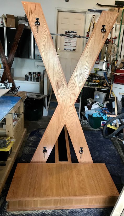 St Andrews Cross Diy, Dungeon Decor, Dungeon Room, St Andrews Cross, Garage Remodel, Oak Laminate, Diy Cross, Green Room, Unique Toys