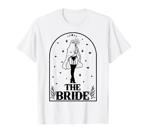 PRICES MAY VARY. Spooky Bride Bridesmaid Tarot Card Gothic Halloween Bachelorette is a great gift for women, girls...at wedding, bridal party, bachelorette, halloween Lightweight, Classic fit, Double-needle sleeve and bottom hem Bachelorette Halloween, Spooky Bride, Bridal Party Bachelorette, Ghost Bride, Wedding Bachelorette Party, Party Bachelorette, Great Gifts For Women, Wedding Bridal Party, Gothic Halloween