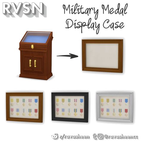 Military Medal Display Case | RAVASHEEN Sims 4 Military Cc, Display Medals, Medal Display Case, Hexagon Print, Chic Kids, Bloxburg Decals Codes, Military Medals, Medal Display, Succulents Decor