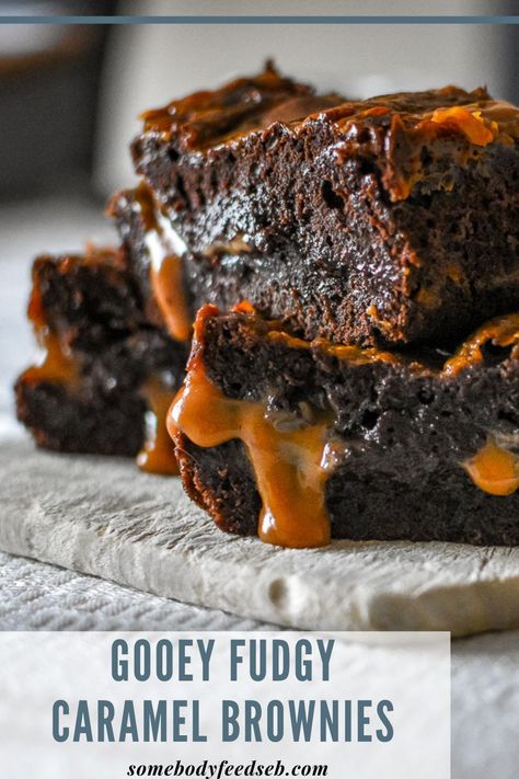 The richest, chocolatiest brownie that is certainly not for the faint-hearted! Our Salted Caramel Brownies are the ultimate bake that won't disappoint any chocolate lovers. Fudgy and soft with all the lovely salted caramel oozing out, this gooey chocolate treat is more than a dessert. As someone on the big wide Internet noted: Chocolate is nature’s way of making up for Mondays! #bestbrownies #bestcaramelbrownies #saltedcaramel Caramel Brownies Recipe, Classic Brownies Recipe, Ultimate Brownies, Sweet Bakes, Best Brownie Recipe, Dark Chocolate Brownies, Salted Caramel Brownies, Caramel Brownies, Salted Caramel Chocolate