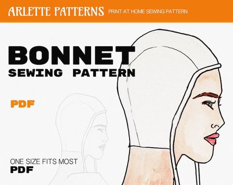 ArlettePatterns - Etsy Vintage Bonnet Pattern, Medieval Coif, Bonnet Sewing Pattern, Lace Top Styles, Bunny Bonnet, Quick Sew, Bonnet Pattern, Sewing Alterations, Hat Patterns To Sew