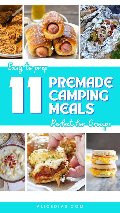 Make your next camping trip stress-free with these 11 premade meals perfect for groups. These easy-to-prepare recipes are designed to feed a crowd without the fuss. Save time and effort with these delicious options that are sure to keep everyone satisfied around the campfire. Make Ahead Campfire Meals, East Camp Meals, Best Easy Camping Meals, Premade Camping Meals Breakfast, Easy Prep Ahead Camping Meals, Side Dishes For Camping Easy, Camping Meals Without Fire, Camping Meals For 2 People, Quick And Easy Camping Dinners