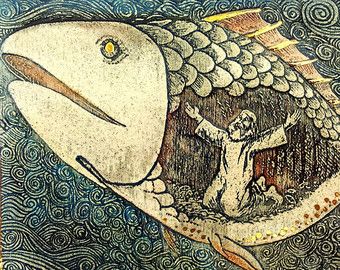 Forty Days and Forty Nights in Jewish Tradition | HISTORIES OF THINGS TO COME Belly Of The Whale, Whale Ceramic, Whale Painting, Jonah And The Whale, Medieval Paintings, Ceramic Wall Art, Biblical Art, The Whale, Jewish Art