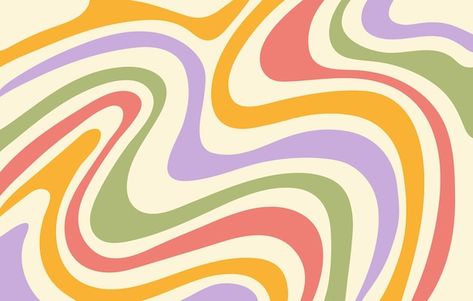 Horizontal Background, Groovy Pattern, Colorful Waves, Waves Vector, Retro 60s, Pattern Images, Pastel Background, Retro 70s, Beige Background