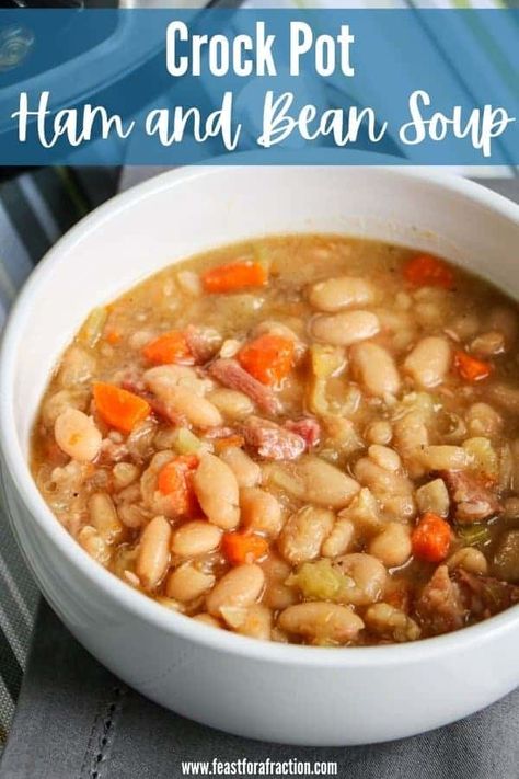 Crockpot Ham And Beans, Leftover Ham Bone, Crock Pot Ham, Ham And Bean, Crock Pot Inspired Recipes, Crockpot Ham, Slow Cooker Ham, Ham Bone, Ham Soup