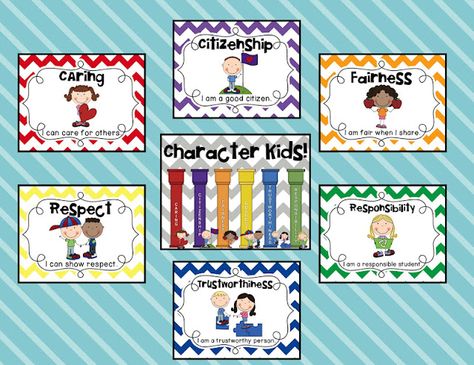 6 Pillars Of Character, Character Traits For Kids, Character Bulletin Boards, Pillars Of Character, Good Character Traits, Kids Bulletin Boards, Positive Classroom Management, Teaching Character, Brag Tags