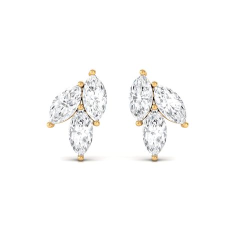 Product Details Add a touch of nature-inspired charm to your jewelry collection with these Leaf Stud Earrings. The earrings feature a cluster of Marquise Cut Zircon stones arranged in a leaf-like design. The screw back closure ensures a secure and comfortable fit, making these earrings a great choice for everyday wear. Composed of Gold Metal, these earrings are sure to add a touch of whimsy to your look. Product Information SKU SHP-EARRINGS032210418 Length 9.3 mm Width 5.3 mm Weight 1.12 gm (App Marquise Cluster Earrings, Marquise Earrings, Marquise Cut Diamond, Gold Stud Earrings, Signature Jewelry, Timeless Jewelry, Diamond Drop Earrings, Gold Stud, Cluster Earrings