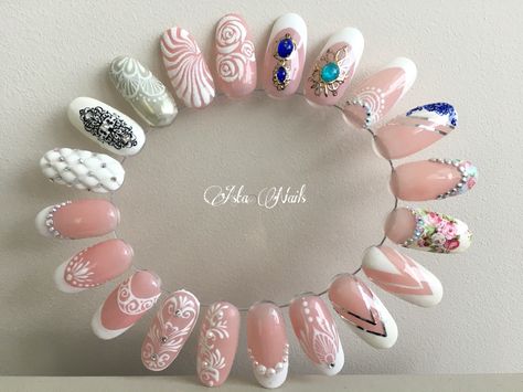 Nail Art Plates, Nail Art Wheel Design, Beige Nails Design, Nail Art Wheel, Nail Design Kit, Quick Nail Art, New Nail Art Design, Sunflower Nails, Art Deco Nails