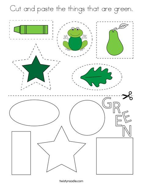 Cut and paste the things that are green Coloring Page - Twisty Noodle Green Worksheet Preschool, Green Color Worksheet, Things That Are Green Preschool, Green Activity Preschool, Color Green Activities For Toddlers, Green Preschool Activities, Green Toddler Activities, Green Color Activities For Preschool, Green Color Activities