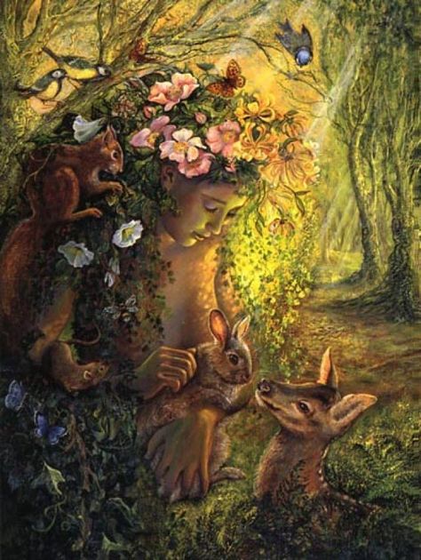 SPRING EQUINOX - OSTARA Animals And Flowers, Josephine Wall, Wood Nymphs, Spring Equinox, Art Calendar, Beltane, Fantasy Artist, Fairy Angel, Fairy Art