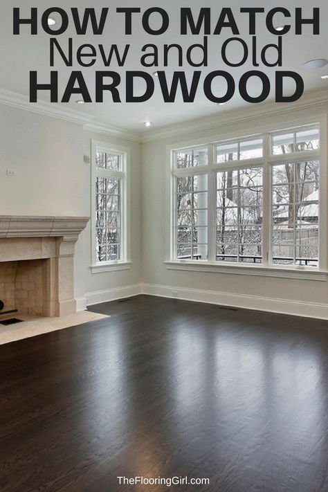 How to match new and old hardwood floors. #hardwood #floors #flooring #hardwoodfloors #match Small House Feel Bigger, Mixed Hardwood Floors, Old Hardwood Floors, Old Wood Floors, Hardwood Floor Colors, Prefinished Hardwood, Hardwood Floors Dark, Refinishing Hardwood Floors, Dark Wood Floors