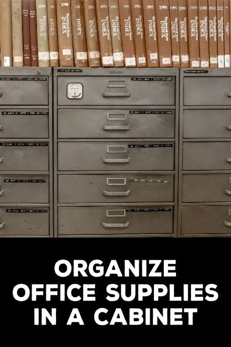 How to Organize Office Supplies in a Cabinet Office Supply Cabinet, File Cabinet Organization, Organize Office Supplies, Organizing Office Supplies, Filing Cabinet Organization, Organize Office, Organizing Office, Space Saving Hacks, Help Save Money