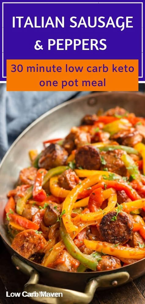 Italian Sausage Peppers And Onions, Italian Sausage Peppers, Italian Sausage And Peppers, Sausage Peppers And Onions, Low Carb Maven, Dinner Recipes Keto, Sausage Peppers, Italian Sausage Recipes, Stew Chicken Recipe