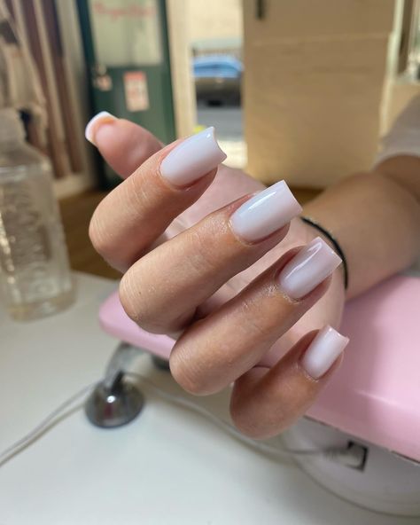 Classic short milky white Short Simple Nails Milky White, Square Nails Milky White, Short Square Nails Milky White, Milky White Short Gel Nails, Press On Nails Milky, White Nails, Hair And Nails, Nails