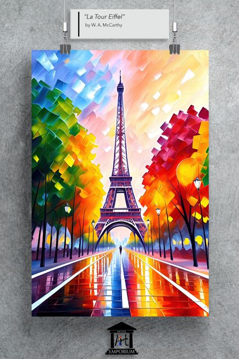 "La Tour Eiffel" - Printable Wall Art - #paris #france #eiffel #eiffeltower #travelprint #europe #europeancities #impressionist #impressionism #painting #watercolour #watercolor #aiart #homedecor #etsyshop #etsyseller #printables #printableart #abstractart #artforhome #modernart #collectibleart #artforsale #artforsalebyartist #artsanity #artofvisuals #illustrations #illustrationartists #affordableart Eiffel Tower Painting Easy, Eiffel Tower Canvas Painting Easy, Tower Drawing, Eiffel Tower Drawing, Abstract Eiffel Tower, Eiffel Tower Oil Painting, Abstract Eiffel Tower Painting, Paris Tower, Eiffel Tower Painting