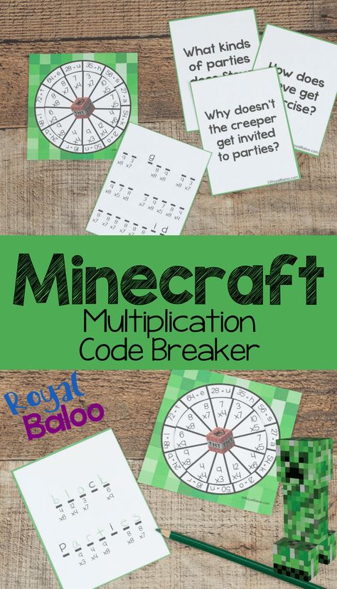 Partners Of 10 Games, Minecraft Multiplication, Multiplication Printables, Coding Activities, Minecraft Printables, Code Breaker, Multiplication Games, Math Intervention, Math Help