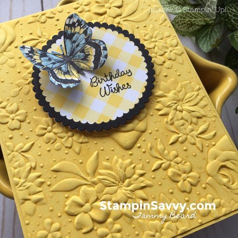 3D Embossing Folders Back In Stock! - Stampin' Savvy Country Floral, Embossed Cards, Butterfly Cards, Stamping Up Cards, Embossing Folders, Handmade Birthday Cards, Cards For Friends, Card Layout, Creative Cards