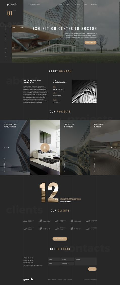 go.arch is a luxury, elegant and trendy PSD template designed in two color styles: black & white. You can be use it for a lot of websites, like… Layout Portfolio, Layout Web, Design Sites, Visuell Identitet, Psd Website, Web Design Mobile, Best Website Design, Desain Editorial, Blond Amsterdam