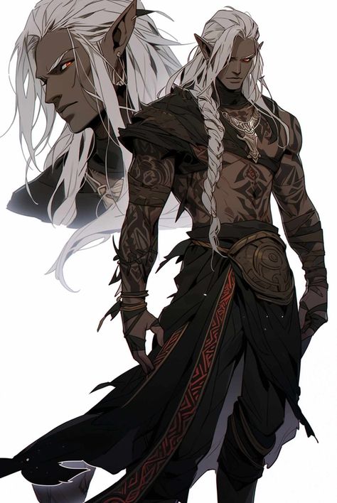 Male Drow Character Art, Dnd Male Character Art, Drow Male Art, Dark Elf Character Design, Dnd Character Art Male, Dark Elf Male, Mroczny Elf, Drow Male, Monster Men