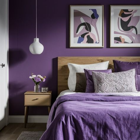 Bedroom idea wood for women purple #bedroomideas Purple And Wood Bedroom, Purple Themed Bedroom, 2024 Bedroom, Instagram Bedroom, Themed Bedroom, Bedroom Idea, Wood Bedroom, July 16, Bedroom Themes