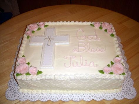 Baptism Cake For Niece BC, cross was purchased and now hangs in my niece's room. Confirmation Cupcakes, 1st Communion Cakes, Baby Dedication Cake, Baptism Cake Girl, Dedication Cake, Holy Communion Cake, First Holy Communion Cake, Fondant Ruffles, Recuerdos Primera Comunion Ideas