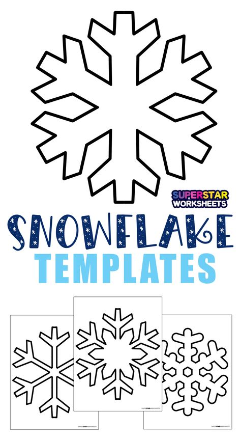 Snowflake Activities, Snowflakes For Kids, Snowflake Outline, Printable Snowflake Template, Printable Outline, Snowflake Art, Snow Crafts, Winter Crafts Preschool, Snowflakes Art