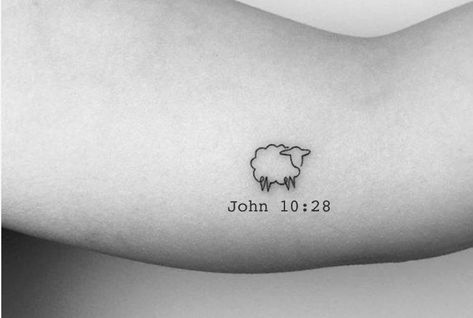 Biblical Sheep Tattoo, 99 And 1 Sheep Tattoo, Christian Modern Tattoos, Minimalist Tattoo Bible Verse, 99 For The 1 Tattoo, Lost Lamb Tattoo, Tiny Bible Story Tattoos, Sheep Tatoos Ideas, Small Christanity Tattoos