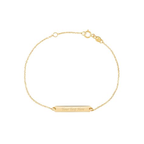 PRICES MAY VARY. MAKE IT PERSONAL - 14k yellow gold engravable personalized bar ID bracelet for women polished shiny on diamond cut cable chain italy 7" FINE QUALITY - MADE IN ITALY - 14k solid gold [ not plated ] Stamped to authenticate the fineness of the gold; Entirely made in Italy; Fine quality great for sensitive skin GIFT READY - Comes in beautiful branded UNICORNJ giftbox; Makes a fantastic gift presentation Excellent gift idea - Certificate of Authenticity included so that the recipient Gift Presentation, Bar Pendant Necklace, Id Bracelets, Bar Pendant, Girls Jewelry, Diamond Cut, Cable Chain, Spring Rings, Sensitive Skin