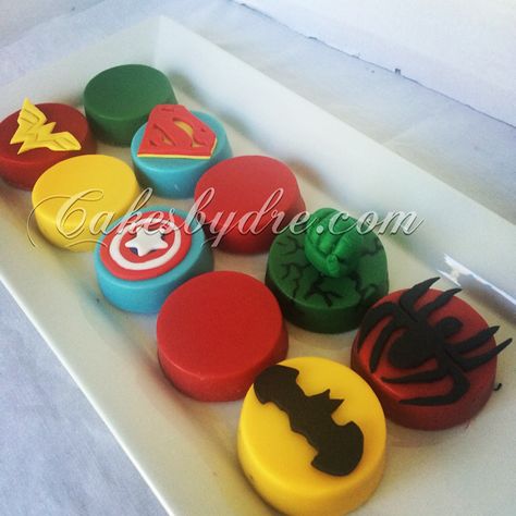 Avengers Treats, Super Hero Dessert, Chocolate Covered Pineapple, Chocolate Dome, Oreo Treats, Drop Cake, Chocolate Dipped Cookies, Chocolate Dipped Pretzels, Chocolate Dipped Oreos