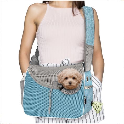 PetAmi Small Dog Sling Carrier, Soft-Sided Crossbody Puppy Carrying Purse Bag, Adjustable Sling Pet Pouch to Wear Medium Dog Cat Pouch, Travel Pet, Dog Sling, Sling Carrier, Bag Dispenser, Pet Cat, Small Dog, Pouch, Purse