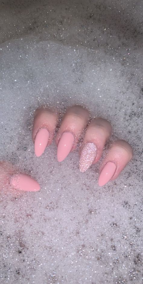 almond sugar nails pink valentine’s Nails For 30th Birthday, Pink Almond Birthday Nails, Cute Almond Nails Pink, Sugar Art Nails, Bday Nails Pink, Pink Birthday Nails Almond, Nails 2024 Pink, Sugar Nails Acrylic, Pink Sugar Nails